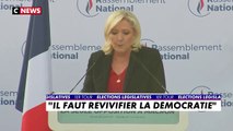 Marine Le Pen   «Dimanche prochain, il est important de ne pas laisser Emmanuel Macron disposer d’une majorité absolue dont il abusera pour appliquer ses méthodes autocentrées et brutales»