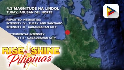 Tubay, Agusan Del Norte, niyanig ng magnitude 4.3 na lindol