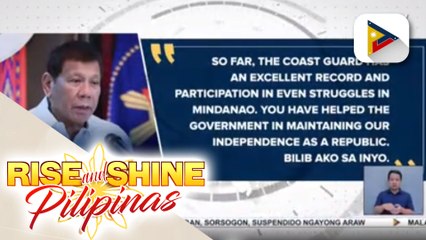 Pangulong Duterte, kinilala ang magandang serbisyo ng PCG