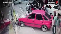 Otomobilin çarptığı kadın hayatının şokunu yaşadı!
