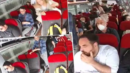 Havalimanı servis aracında film sahnelerini aratmayan hırsızlık