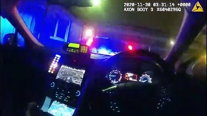 Police officer has gun pointed at him