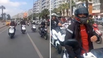 İzmir'de motokuryeler akaryakıt zamlarını protesto etti