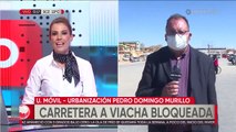 Choferes de Viacha bloquean la ruta hacia El Alto