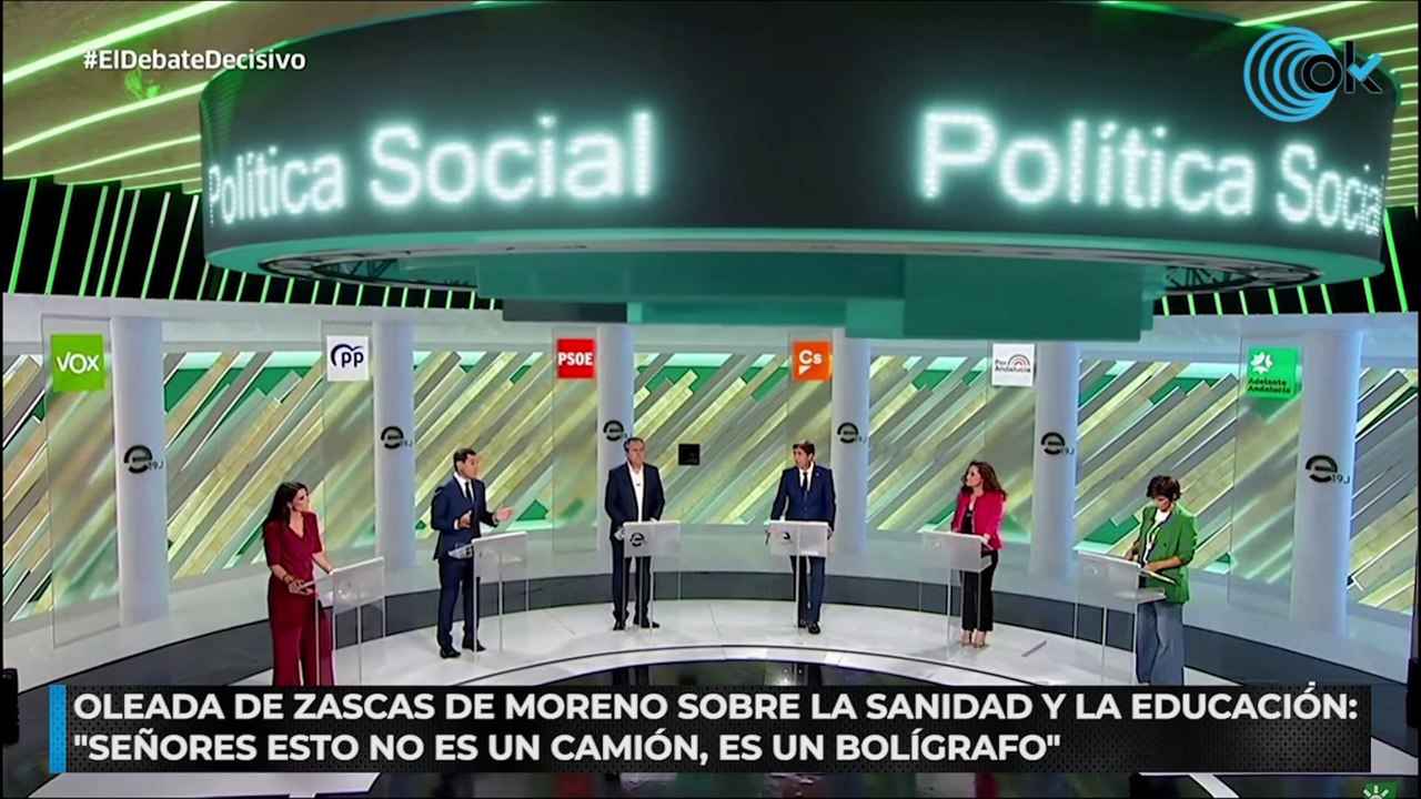 Oleada de zascas de Moreno sobre la sanidad y la educación: "Señores esto no es un camión, es un bolígrafo"