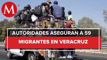 Autoridades aseguran a 59 migrantes en Veracruz