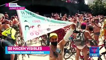 Ciclistas ruedan desnudos por calles de la CDMX
