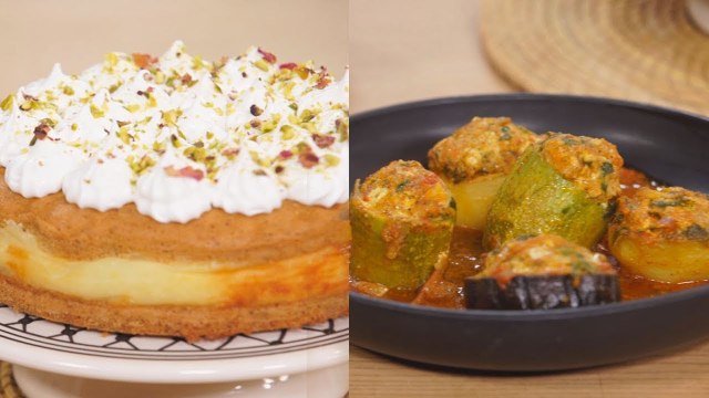 Pâtes au poulet , légumes farcis, Gâteau au fruits secs - koujinet romdhan 3 ep 29