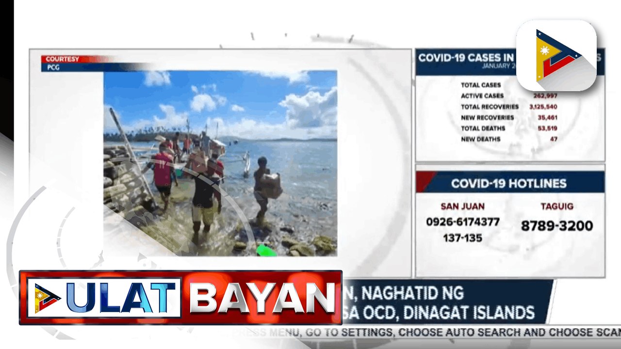 BRP Cape Agustin, naghatid ng tone-toneladang tubig sa OCD, Dinagat Islands - DOH, bantay sarado ang kalusugan ng mga taga-Region 8 - Davao LGU, nagpadala ng libu-libong food packs at bote ng tubig sa mga bayang sinalanta ng Bagyong Odette