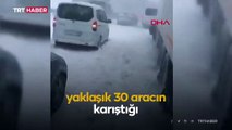 İstanbul'da yoğun kar zincirleme kazaya neden oldu: 30 araç birbirine girdi