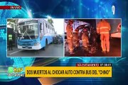 Vía de Evitamiento: auto se estrella contra bus de transporte público y deja dos muertos