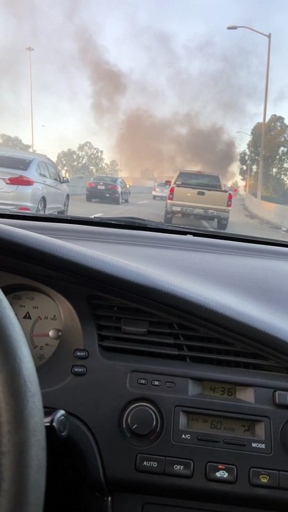 Car Blazes on California Freeway