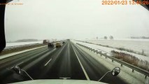 Speeding Slow Plow Truck Damages Vehicles on Interstate
