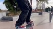 Guy Does Skateboarding Trick While Wearing Roller Skates After Failing Several Times