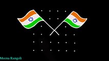 Republic day rangoli design with tricolour flags - Independence day rangoli - Indian flag rangoli - गणतंत्र दिवस रंगोली