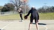 Guys Perform Basketball Trick Shots  While Balancing Themselves On Balance Board