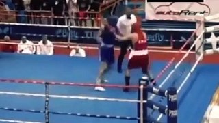 in a boxing competition boxer beat the referee
