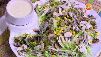 سلطة المشروم و الذرة | غادة التلي