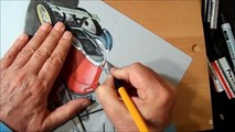 3D Drawing Car - How to Draw 3D Ford Car - Trick Art on Paper
