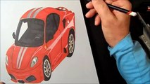How to Draw 3D car - Drawing Ferrari - 3D Trick Art Graphic