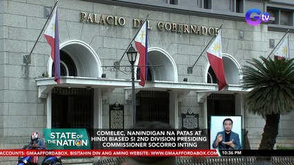 COMELEC, nanindigan na patas at hindi biased si 2nd division presiding Commissioner Socorro Inting | SONA