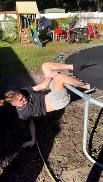 Man Jumps Through Trampoline Springs