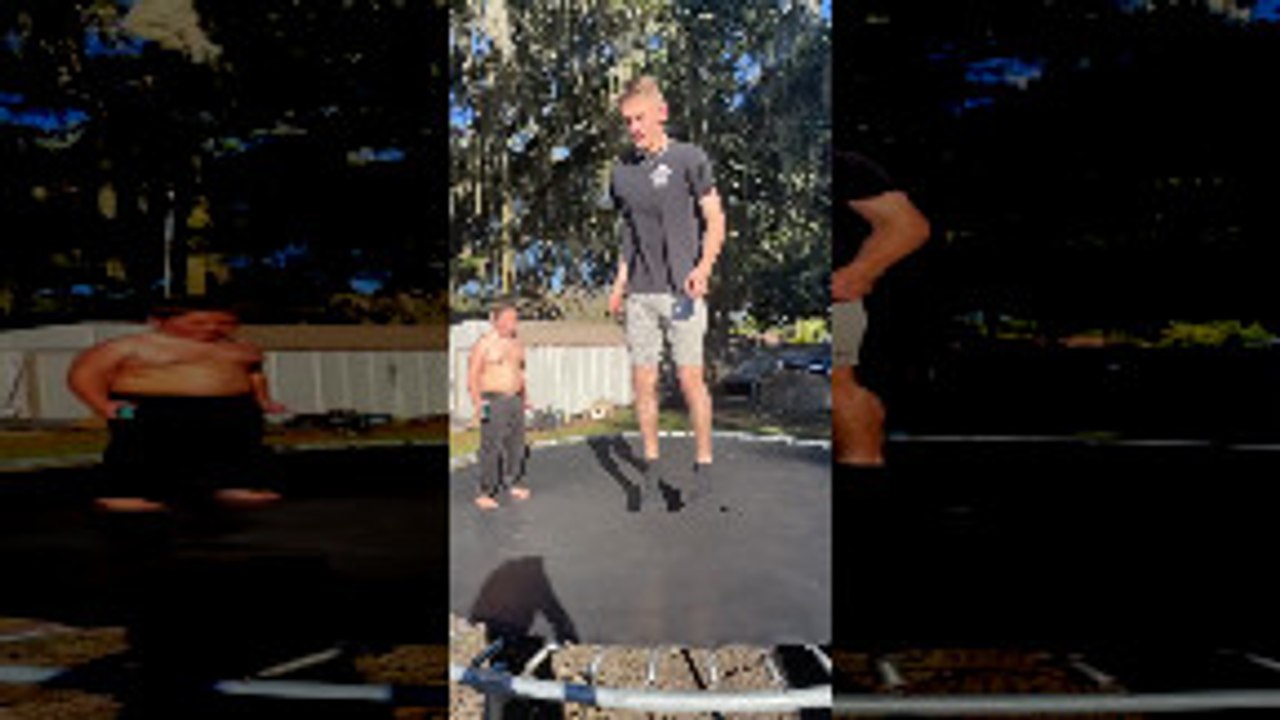 Man Jumps Through Trampoline Springs