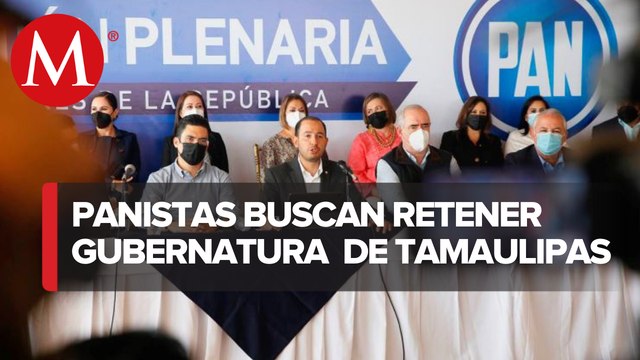 Senadores del PAN llevan a reunión plenaria a candidato a la gubernatura de Tamaulipas