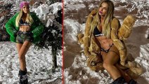 Ünlü model Berna Arıcı da modaya uydu! İç çamaşırıyla karda poz verdi