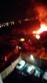 Raio atinge canteiro de obras e causa incêndio em Uberlândia