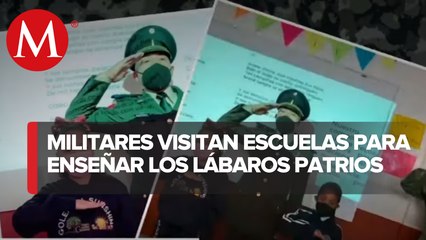 Elementos del Ejército imparten clases sobre los Lábaros Patrios a niños