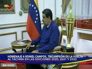 Pdte. Maduro condecora a campeón de Vuelta al Táchira Roniel Campos con orden Francisco de Miranda