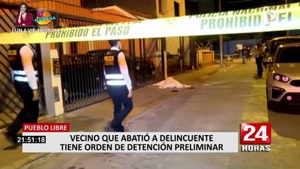 Pueblo Libre: dictan detención preliminar para vecino que abatió a delincuente