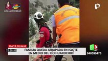 Santa Eulalia: Rescatan a familia que quedó atrapada en islote en medio del río Huarochirí