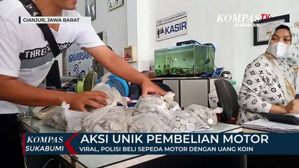 Viral, Polisi Beli Sepeda Motor Dengan Uang Koin