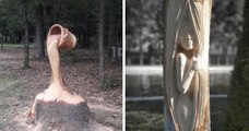 À l'aide de sa tronçonneuse, cet artiste transforme les troncs d'arbres en de magnifiques oeuvres d'art