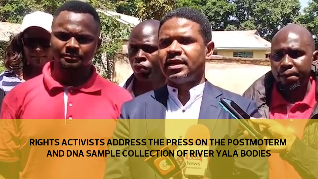 Rights Activists address the press on the postmortem and collection of DNA samples of the River Yala bodies