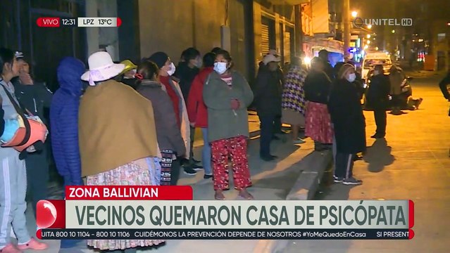 vecinos de la zona Ballivian salieron en protesta a la puerta del psicópata sexual Richard Choque y e intentaron quemar su casa