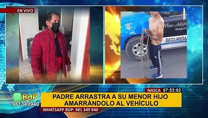 ¡Salvaje! Padre amarra a su hijo arrastrándolo con su vehículo