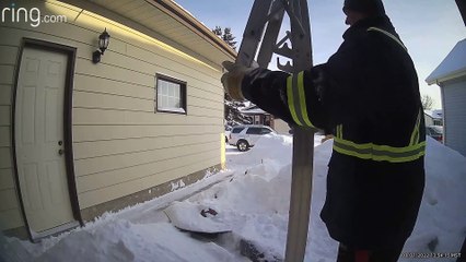 Ladder Slides Out with Man on It