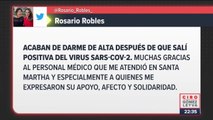 Rosario Robles es dada de alta luego de tener Covid-19