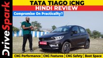 Tata Tiago iCNG Hindi Review | CNG Performance, Features & Safety | Boot Space, Harman Sound System
