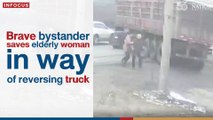 Brave bystander saves elderly woman in way of reversing truck | The Nation Thailand