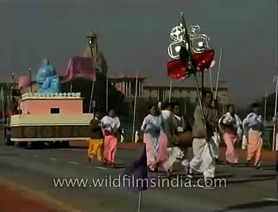 Manipur contingents with their tableau rehearsing for Republic Day Parade