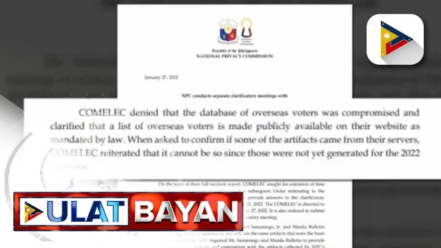 NPC, iniimbestigahan na ang umano'y insidente ng hacking sa server ng Comelec
