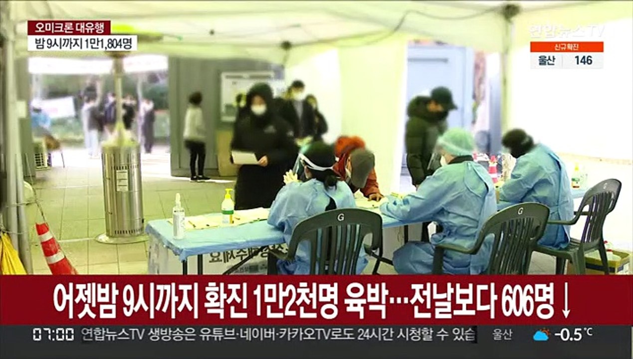 어젯밤 9시까지 1만2천명 육박…전날보다 606명↓