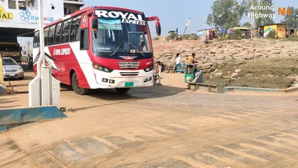 ROYAL Express Bus and Unloading in Daulatdia Paturia Ferry Ghat in Bangladesh
