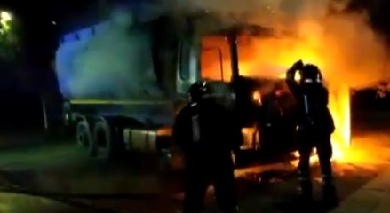 Decimomannu (CA) - In fiamme camion cisterna per trasporto mangimi (28.01.22)