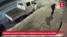 Sokak hayvanlarının mamasını çalan şahıs güvenlik kameralarına yansıdı