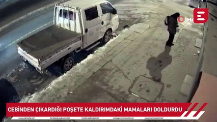 Sokak hayvanlarının mamasını çalan şahıs güvenlik kameralarına yansıdı